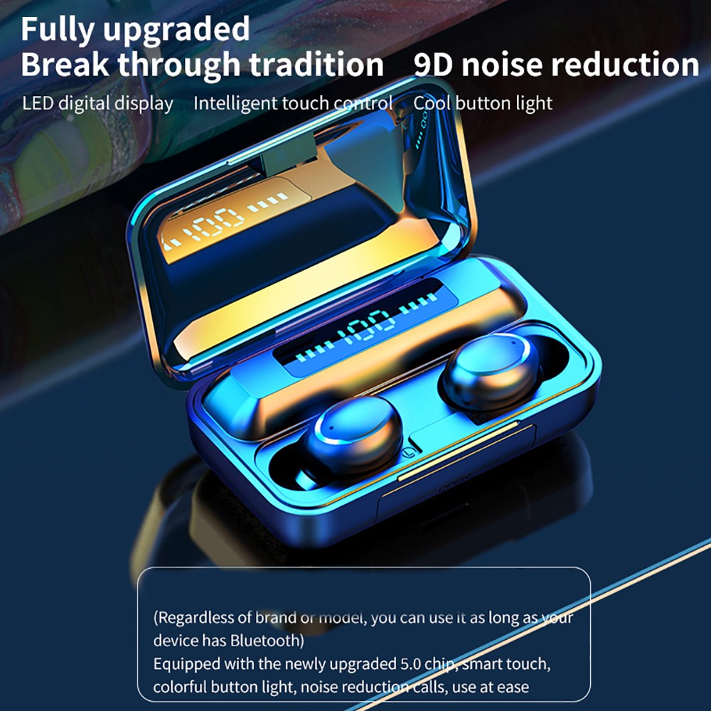 2022 new F9-5C TWS Headphones noise cancelling wireless earphone 3d stereo blue tooth earbuds f9